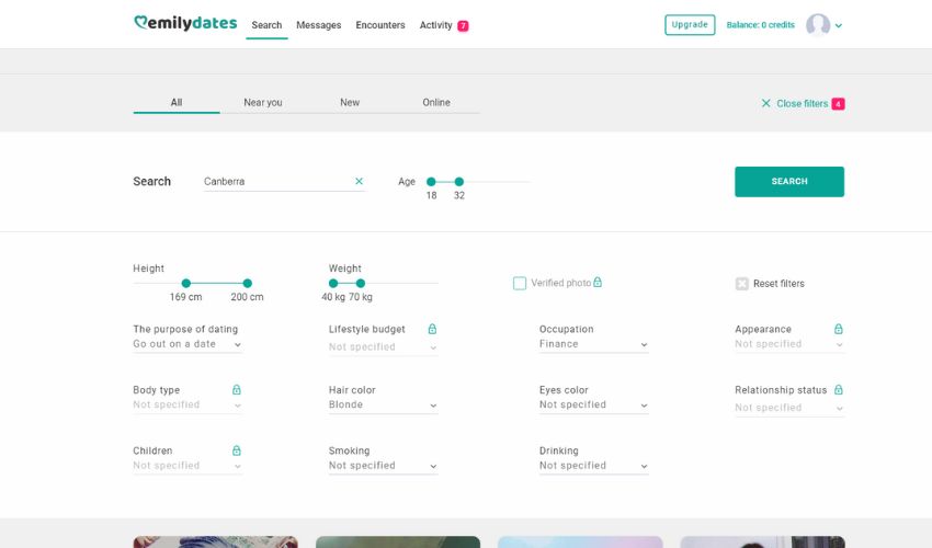EmilyDates searching matches