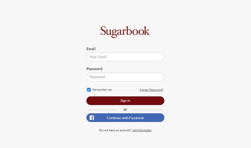 SugarBook sign up
